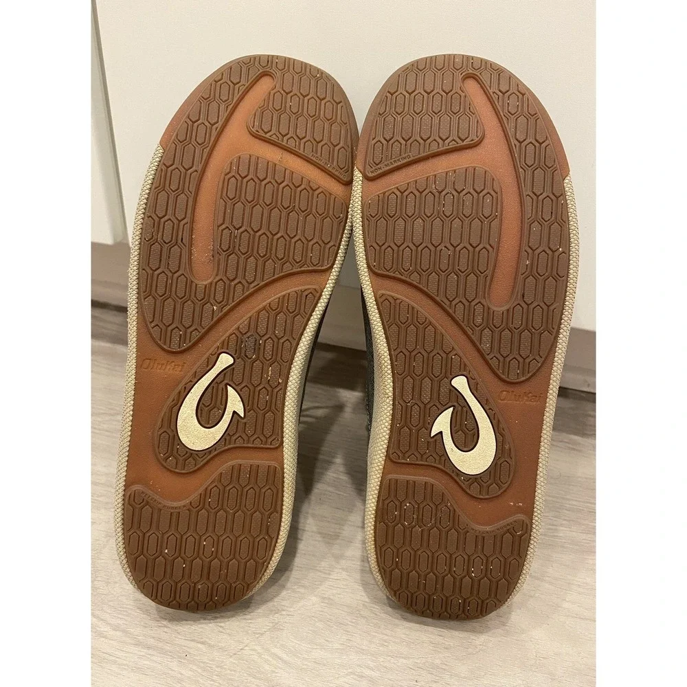 OLUKAI Nanea Li Gray Boat Shoes-Mens 9.5-Weather Resistant Breathable Canvas